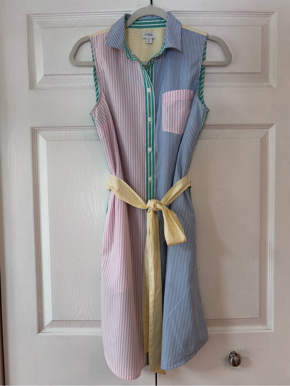 J. Crew Multicolor Striped Sleeveless Button-Down Shirt Dress Size 6 - Picture 1 of 11